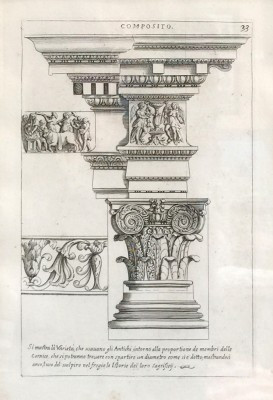 Antique Architectural, 1682 Engraved plates from the publication: Les edifices antiques de Rome dessinés et mesurés très exactement (Paris 1682), 13 x 9 inches, 22 x 17 inches, Matted & Framed