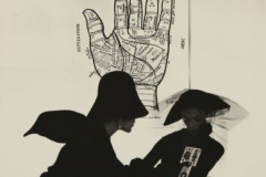 Irving Penn "The Tarot Reader" (Bridget Tichenor and Jean Patchett) New York, 1949, Selenium toned gelatin silver print, printed 1984, 18.5 x 19 inches (47 x 48.3 cm) Signed, titled, dated in ink and Condé Nast copyright credit reproduction limitation stamp on the verso. One from an edition of 26.