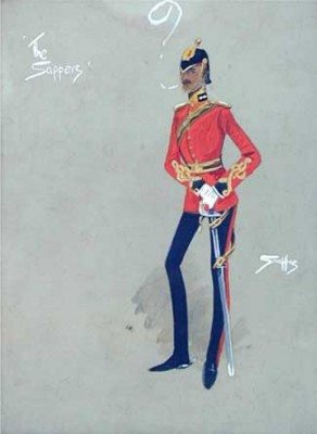 “The Sappers” Study of an officer of the 17th (Duke of Cambridge's Own) Lancers, c.1910, Original watercolour, 9 x 6 inches, Titled and signed in ink