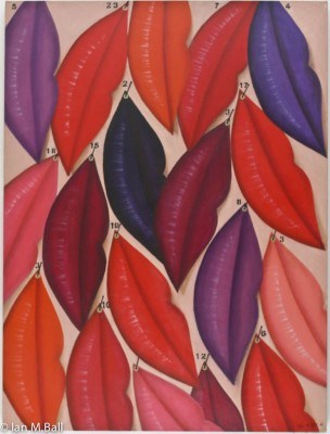 “South Beach Lip Wardrobe” Oil on canvas, 40 x 30 inches, Signed