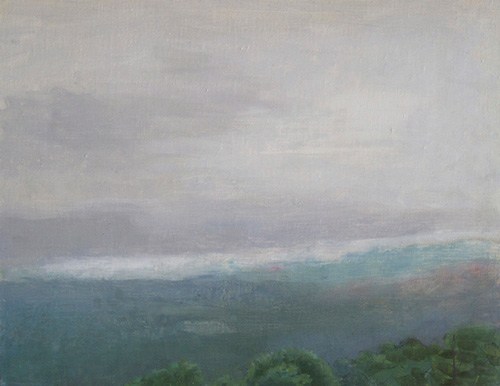 “Grandfather Mountain, Cloudy Morning” 2013, Oil on linen, 14 x 18 inches, Signed