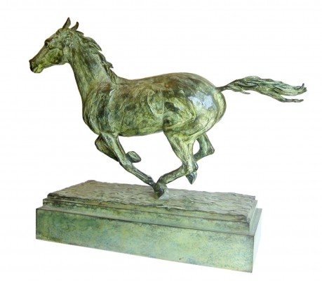 “Con el Viento” Bronze, Direct wax casting, 13 x 16 x 6 inches, Signed