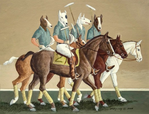 “The Polo Team” Oil on paper, 9 x 12 inches, Mat: 14.5 x 17 inches, Signed & Dated 2008