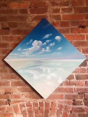 “Cloudy Reflections II” Oil on canvas, 24 x 24 inches, Signed