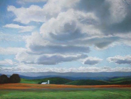 "Catskill Sky" Pastel on paper, 18 x 24 inches, Signed F. Pieter Lefferts 2006, Sudden Skies series