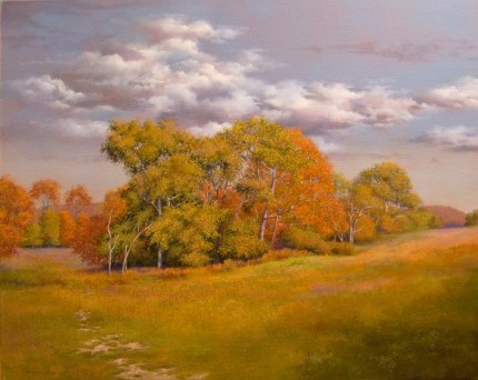 "Autumn Eloquence" 2009, Oil on linen, 24 x 30 inches, Signed and dated lower left: Carolyn H Edlund 2009