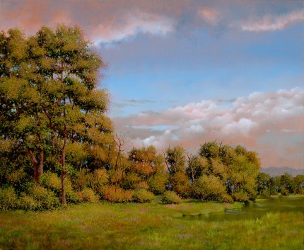 "Bangall Pond" 2008, Oil on canvas, 20 x 24 inches, Signed and dated lower left: Carolyn H Edlund 2008