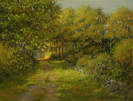 "Country Lane" 2012, Oil on panel, 11 x 14 inches, Signed lower right: Carolyn H Edlund