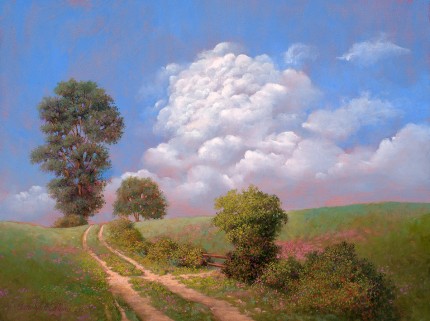 "Kissed by the Light (Tower Hill Rd)" 2007, Oil on panel, 9 x 12 inches, Signed and dated lower left: Carolyn H Edlund 2007