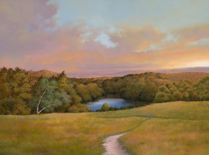 "Olana Pond" 2009, Oil on linen, 30 x 40 inches, Signed and dated lower right: Carolyn H Edlund 2009