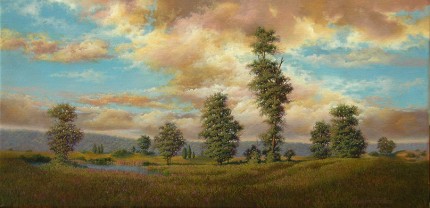 "Peaceful Contemplation" 2007, Oil on canvas, 12 x 24 inches, Signed and dated lower right: C Hutchings Edlund 07