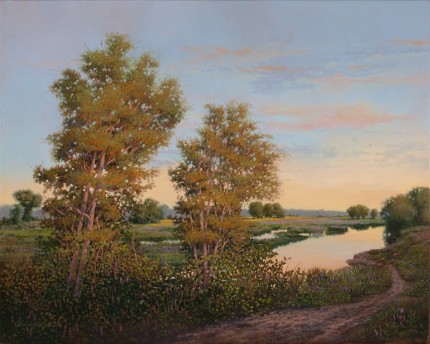 "Quiet Morning" 2010, Oil on linen, 24 x 30 inches, Signed and dated lower right: Carolyn H Edlund 2010