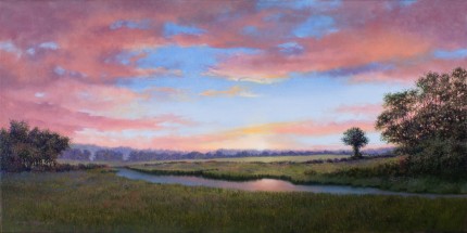 "Turning Quietly Into Night" 2009, Oil on canvas, 15 x 30 inches, Signed and dated lower left: Carolyn H Edlund 2009