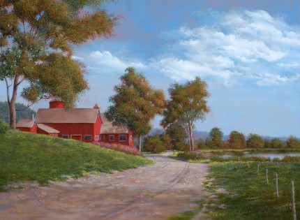 "Wethersfield Barns, Pugsley Hill Rd" 2007, Oil on canvas, 18 x 24 inches, Signed and dated lower left: Carolyn H Edlund 2007