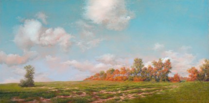"Beautiful Day - Early Autumn (Wethersfield grounds)" 2008, Oil on canvas, 15 x 30 inches, Signed and dated lower right: Carolyn H Edlund 2008