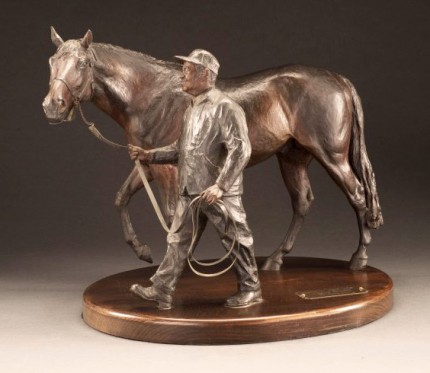 “Nashua (1952-1982)” With Clem Brooks (his faithful groom) Bronze, Edition: 19/75, 12 x 14 inches, 29 lbs, Signed & Numbered