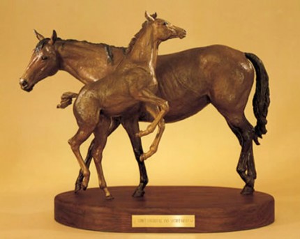“Secretariat and Somethingroyal” Bronze, 13 x 18 inches, Signed