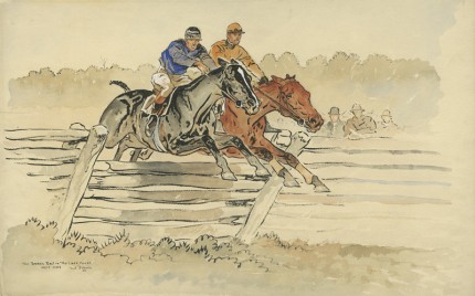 "Broken Rail in The Last Fence, West Hills" Watercolour & Mixed media, 12 x 18 ½ inches, Signed & Dated '34, Pristine condition