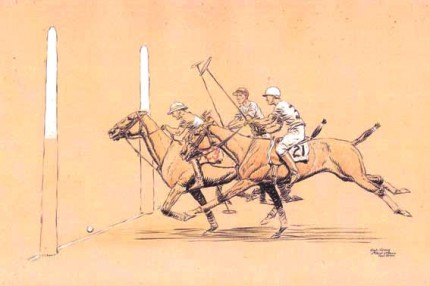 “Goal Kenny - 6th Period, 2nd Game” International Polo Argentina vs USA (Copa de las Americas) in 1928, Watercolour, 11 x 17 inches, Inscribed, Signed & Dated, Paul Brown ’28, lower right