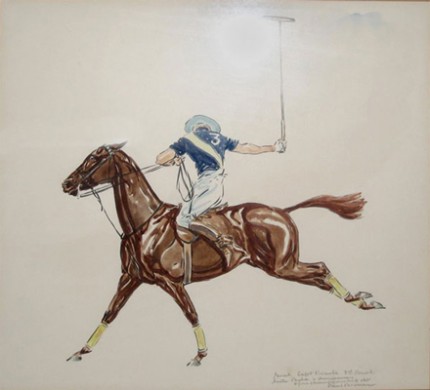 "Goal - Capt Roark, 3rd Period, Santa Paula - Hurricanes Championship, 1931" Watercolour, 11 x 11 inches, Signed, Inscribed as titled, Lower right