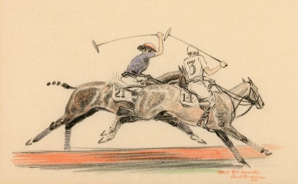 "Over the Boards" Charcoal and colored pencil on paper, 9 x 13 ½ inches, Framed: 14 ¾ x 19 ¼ inches, Signed, Inscribed as titled, Dated: '27, Provenance: Mr. George S. Mandell, Massachusetts Mr. Charles G. Rice, Massachusetts