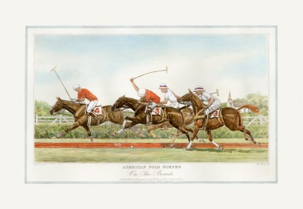 "On The Boards" American Polo Scenes, Derrydale Press 1930, Printed on imported handmade paper, Plate: 12 ½ x 20 inches, Paper: 17 x 24 inches, Signed lower left, Titles engraved in the same style as other sets of American Sporting scenes published by The Derrydale Press, 1930. Only 175 signed proofs were produced of each print, which makes a bona fide set of four rare and valuable.