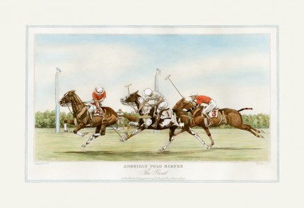"The Goal" American Polo Scenes, Derrydale Press 1930, Printed on imported handmade paper, Plate: 12 ½ x 20 inches, Paper: 17 x 24 inches, Signed lower left, Titles engraved in the same style as other sets of American Sporting scenes published by The Derrydale Press, 1930. Only 175 signed proofs were produced of each print, which makes a bona fide set of four rare and valuable.
