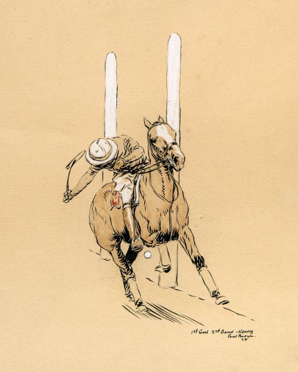 “1st Goal, 2nd Game - Kenny” International Polo Argentina vs USA (Copa de las Americas) in 1928, Watercolour, 9.5 x 10.5 inches, Inscribed, Signed & Dated, Paul Brown ’28, lower right