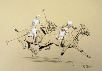 “Lacey Saves the Goal” 1929, Watercolour & Mixed Media, 11 x 17 inches, Signed & Inscribed