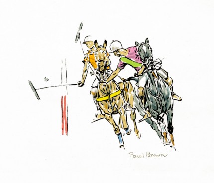 “On The Ball” Mixed media on paper, 8 x 10 inches, 12 x 14 inches, Signed in pencil