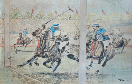 “Goal!” Crayon, Pastel & Mixed media, 11.5 x 18 inches, Signed lower right
