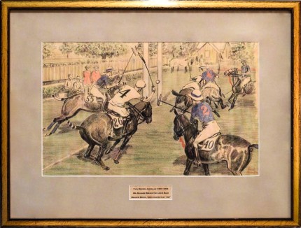 “Mr. Milburn breaks the Lion's Back, Meadow Brook, Westchester Cup, 1927” Chalk & Crayon on paper, 9 x 14.5 inches, 15.5 x 20.5 inches, Signed lower right | Commissioned by and published in Paul Vischer's POLO magazine.