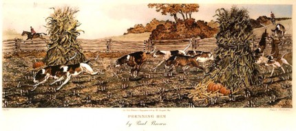 "Pressing Him" American Fox Hunting Scenes, The Derrydale Press, New York, 1937, Plate size: 17 ⅞ x 21 ¾ inches, Paper size: 22 ⅞ x 31 inches, with generous margins, Hand made Paper with deckle edges, Limited to 250 numbered and signed prints. SET #1 Belonged to Eugene Connett, President, Derrydale Press. Even though the set was advertised as being produced in an edition of 250, most collectors and dealers in sporting art believe that there were many fewer actually produced. Uncut and unframed. Mint condition. FLAWLESS, NOT ANOTHER SET LIKE IT IN THE WORLD Provenance: The Sporting Gallery and Bookshop, Inc, New York