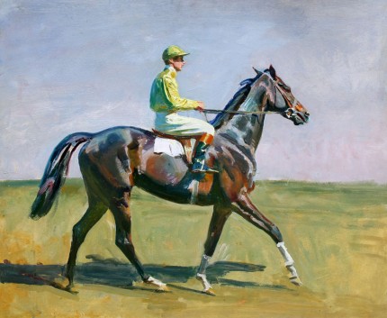 “Going to the Post” Oil on board, 20 x 24 inches, 27 x 31 inches, Inscribed & Dated 1932-33