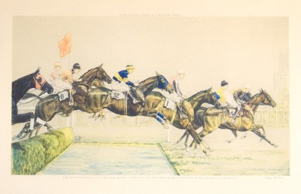 "The Water - Aintree, 1931" Photomechanical color print made for New York: Polo Magazine, 1931, First edition, Edition size unknown, 11 x 18 inches, Signed, Provenance: Arthur Ackermann & Son