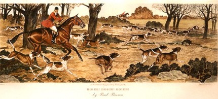 "Hoick! Hoick! Hoick!" American Fox Hunting Scenes, The Derrydale Press, New York, 1937, Plate size: 17 ⅞ x 21 ¾ inches, Paper size: 22 ⅞ x 31 inches, with generous margins, Hand made Paper with deckle edges, Limited to 250 numbered and signed prints. SET #1 Belonged to Eugene Connett, President, Derrydale Press. Even though the set was advertised as being produced in an edition of 250, most collectors and dealers in sporting art believe that there were many fewer actually produced. Uncut and unframed. Mint condition. FLAWLESS, NOT ANOTHER SET LIKE IT IN THE WORLD Provenance: The Sporting Gallery and Bookshop, Inc, New York