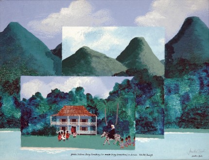 "Queen Victoria Doing Something (or maybe Going Somewhere) in Jamaica with Pet Dwarfs" Fine Art Limited Edition, 20 x 26 inches, Signed, Stamped with the seal of The Jonathan Routh Collection