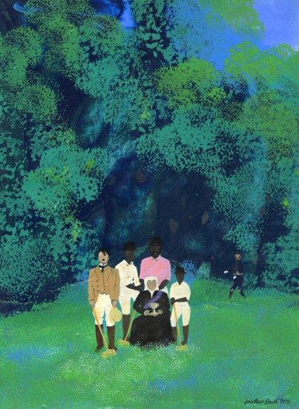 “Queen Victoria Presenting the Croquet Trophies” Acrylic on board, 10.75 x 8 inches, Signed & Dated, 1972 | Original Available
