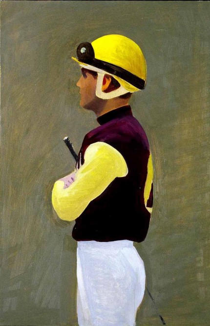 "Belmont Jockey facing left" 2006, Oil on panel, 12 x 8 inches