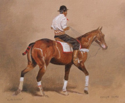 “El Petisero” (The Groom) Oil on paper, 12 x 14 inches, Signed