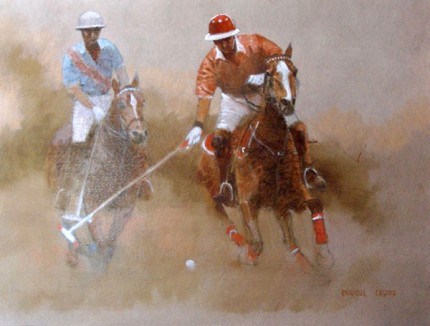 “On The Ball” Oil on paper, 12 x 16 inches, Signed