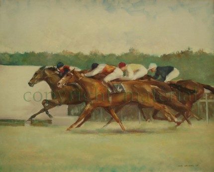 "Full Stretch" Oil on canvas, 25.5 x 32 inches, Signed & Dated lower right: John Skeaping 65