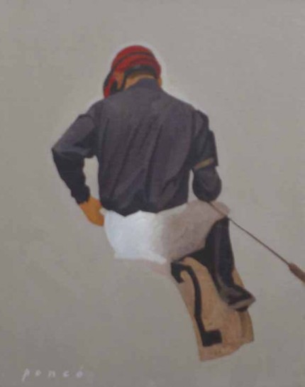 "Jockey #2" 2006, Oil on canvas, 14 x 11 inches, Signed lower left