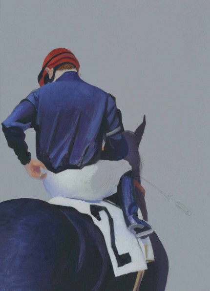 "Jockey #2" 2007, Oil on paper, 14 x 10 inches