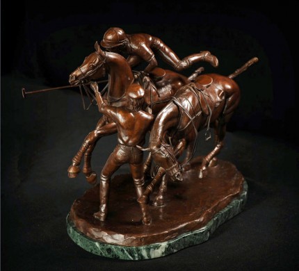 “Quick Change” Bronze, Edition of 9, 9.75 x 11.75 inches, Base: 10.25 x 6.5 inches, Weight: 24.25 lbs, Signed