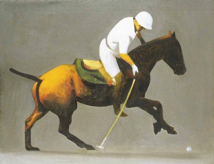 “Greenwich Polo” 2006, Oil on canvas mounted on panel, 11 x 14 inches, Signed upper right