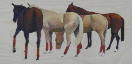 "Polo Ponies" 2006, Oil on panel, 6 x 12 inches