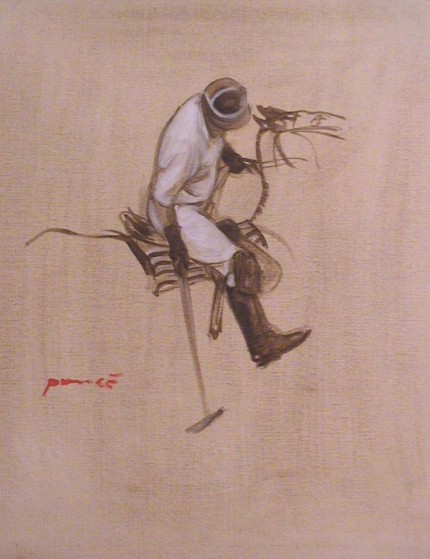 "White Shirt Striking" 2002, oil on paper, 16 x 12 inches