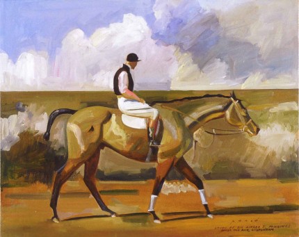 "After the Race, Cheltenham" Study of Sir Alfred J. Munnings, 2004, Oil on canvas, 16 x 20 inches, Inscribed and Signed