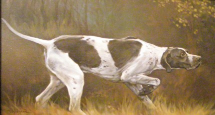 "Pointer" Oil on panel, 9.25 x 15.25 inches, Signed